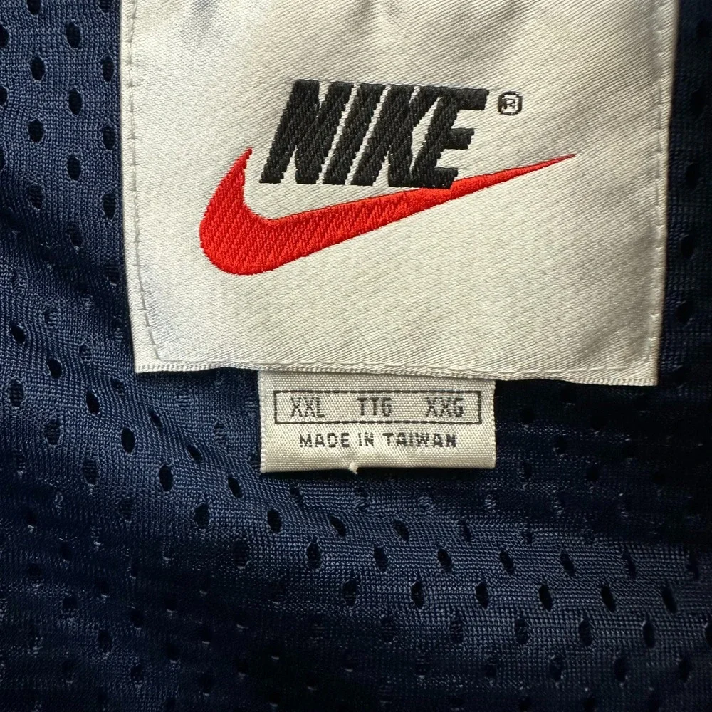 Vintage Nike Windbreaker Jacket Mens XXL Navy Blue Cream Red Piping Full Zip F8